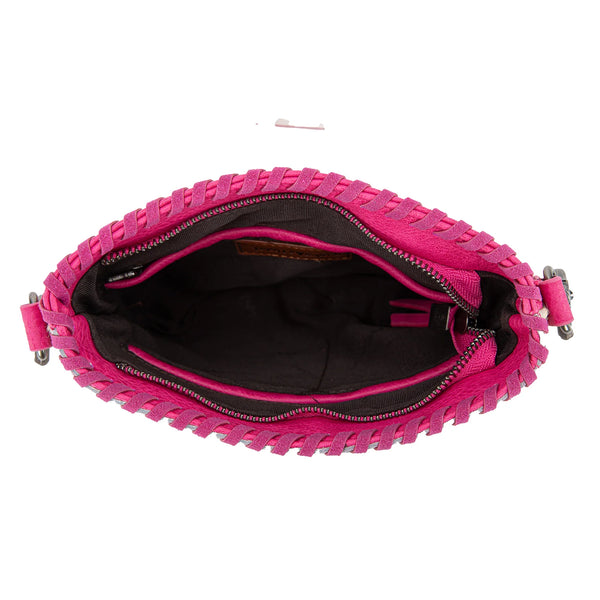 Trinity Ranch Hair-On Cowhide Fringe Concealed Carry Crossbody Bag - Hot Pink