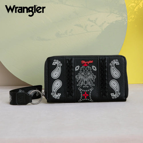 Wrangler Bandana Paisley Print Wallet -Black