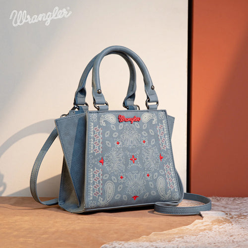 Wrangler Paisley Mini Satchel/Crossbody - Blue