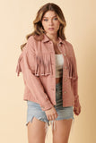 Fringe Detail Cotton Twill Jacket