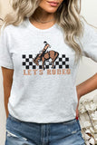 Lets Rodeo Checkered Horse and Cowboy Graphic Tee