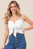 Ruffled Smocked Ribbon Detail Cami