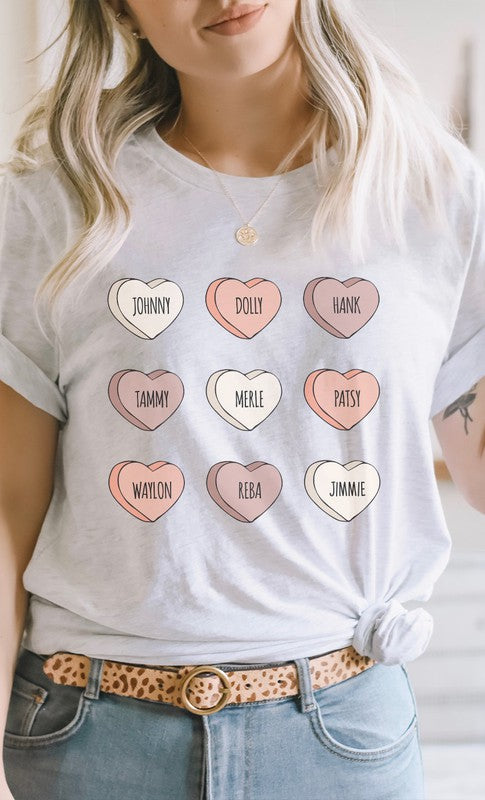 Sweet Hearts Country Singer Valentines Graphic Tee