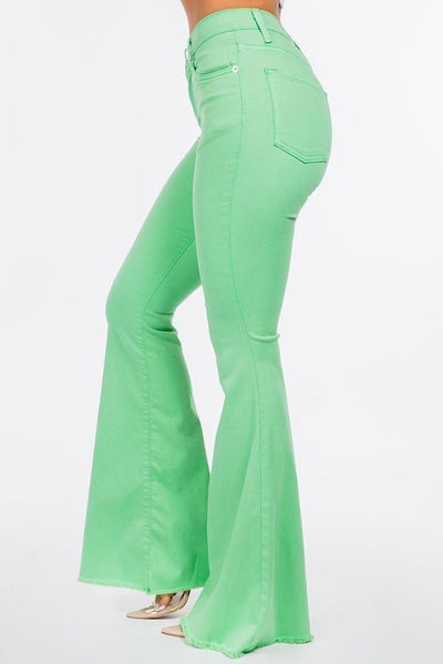 Bell Bottom Jean in Lime Green- Inseam 32"