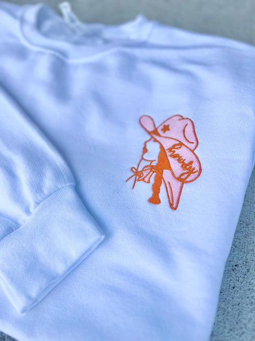 EMBROIDERED Howdy Cowgirl Sweatshirt~ Two Colors