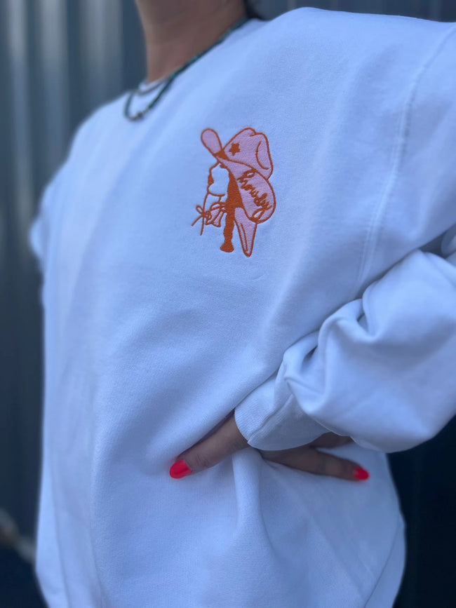 EMBROIDERED Howdy Cowgirl Sweatshirt~ Two Colors
