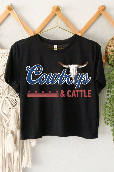 Cowboys And Cattle Graphic Crop Top