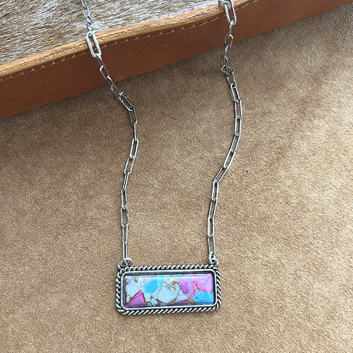Cotton Candy Semi Stone Bar Necklace