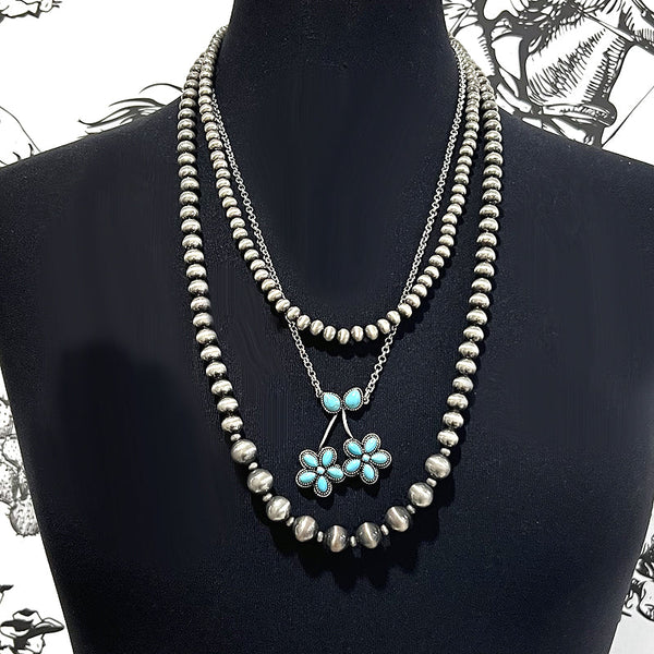 Western Turquoise Cherry Layered Necklace