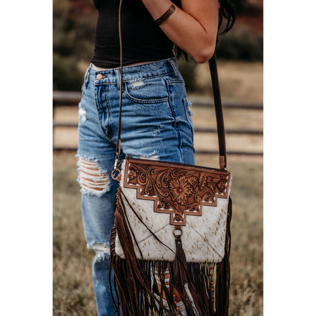 Bloomin' Steer Hand-Tooled Leather Bag