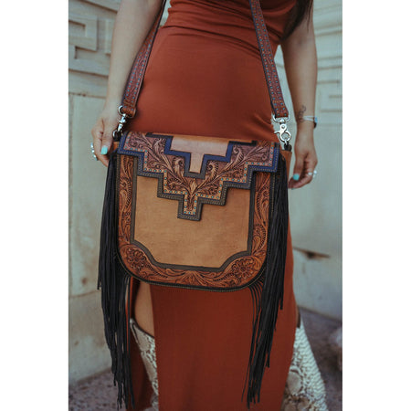 Bloomin' Steer Hand-Tooled Leather Bag