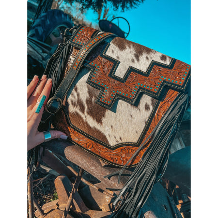 Bloomin' Steer Hand-Tooled Leather Bag