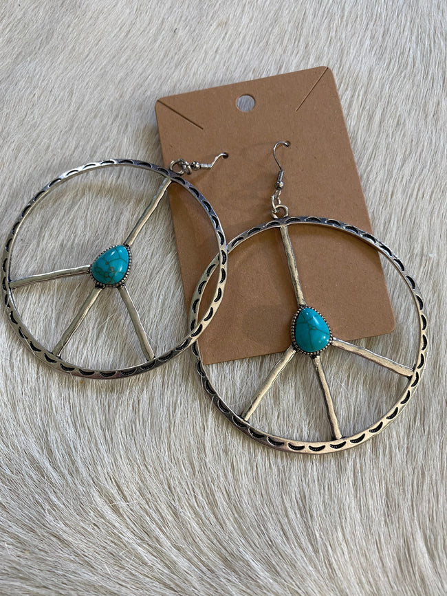 Turquoise Peace Sign Earrings