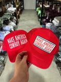 Make America Cowboy Again Red Trucker HatRed White & BlueOS