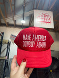 Make America Cowboy Again Red Trucker HatRed White & BlueOS