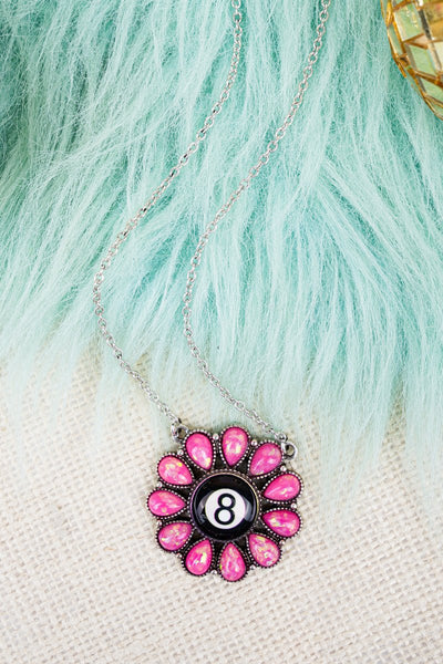 8 Ball Pink Opal Necklace