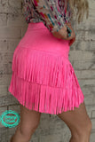 FORT WORTH FRINGE SKIRT PINK