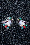DEEP WOODS DUCK SILVERTONE EARRINGS