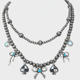 2 Strand Checker Spade Necklace