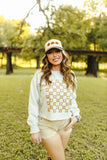 Western Checkers Raw Crop Graphic Sweatshirt