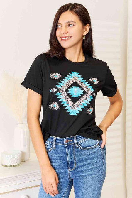 Turquoise Cow Skull Tee - 2 Color Options