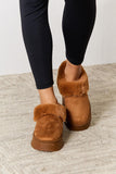 Furry Chunky Platform Ankle Boots ~ Brown