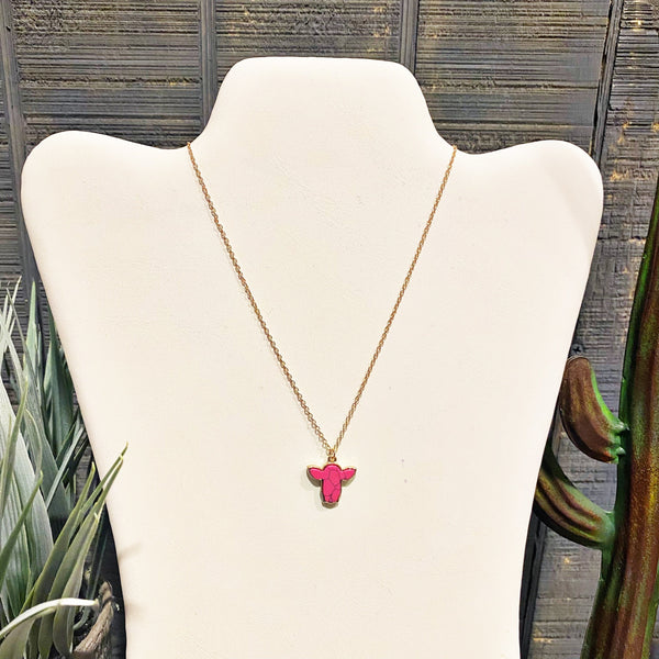 Pink Cow Necklace