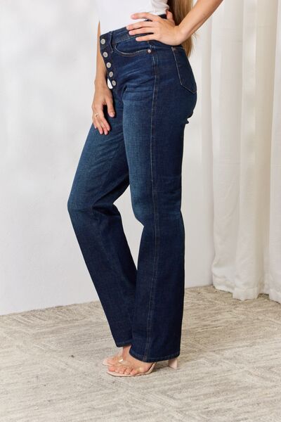 Judy Blue -  Button-Fly Straight Jeans