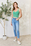 Washed Ribbed Cropped Tank ~ Kelly Green