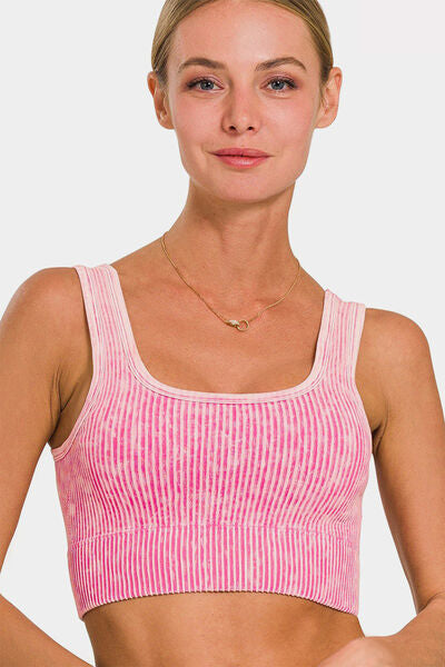 Washed Scoop Neck Wide Strap Tank