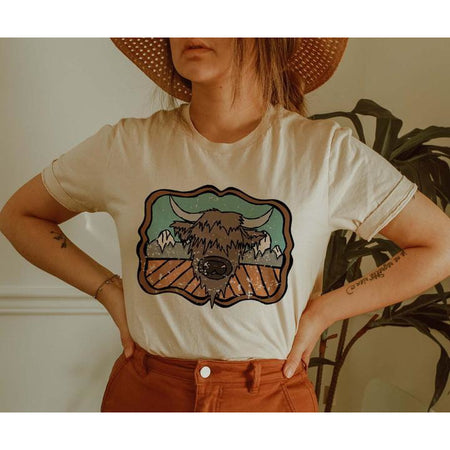 Turquoise Cow Skull Tee - 2 Color Options