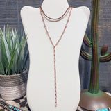 Layered Chain & Bead Necklace - Copper