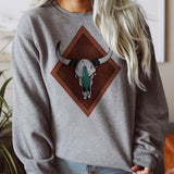 Turquoise Cow Skull Sweatshirt *Online Exclusive*